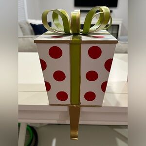 Ballard Designs Gift Box Stocking Holder, Red and White Polka Dots